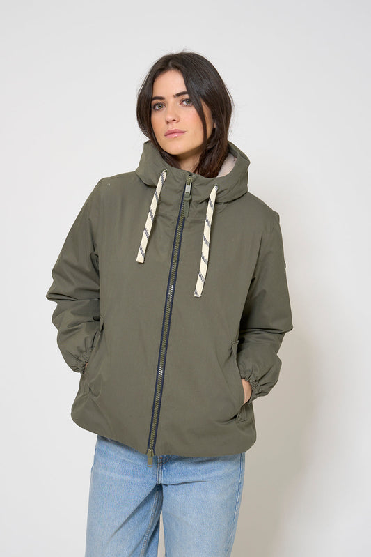 100% waterproof cotton jacket with a short-pile lining