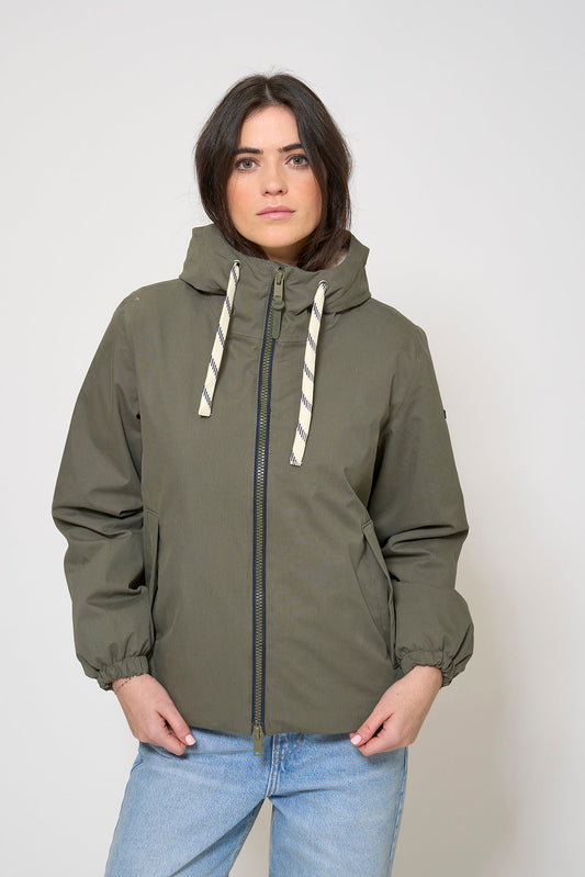 100% waterproof cotton jacket with a short-pile lining