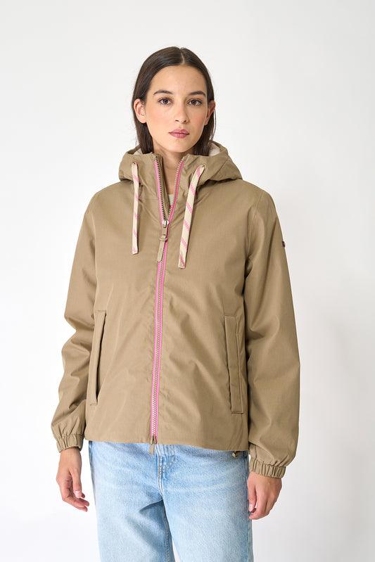100% waterproof cotton jacket with a short-pile lining