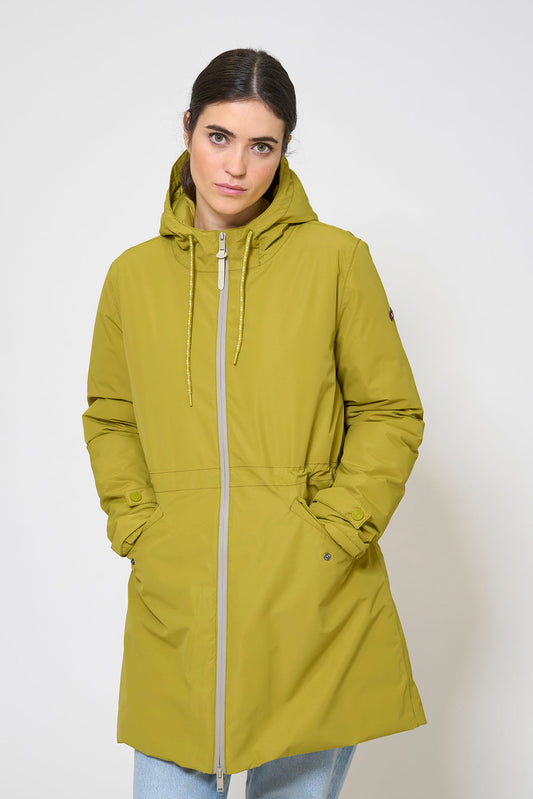 Waterproof coat with waist detail