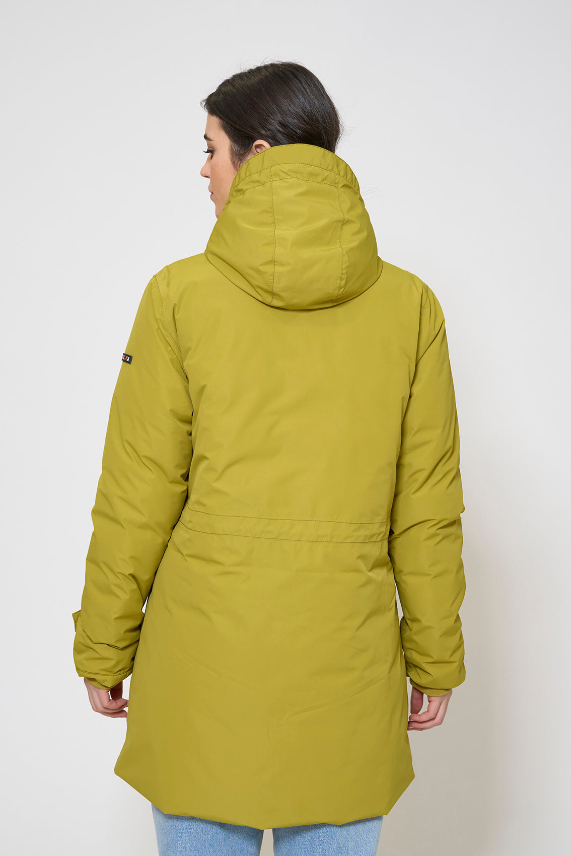 Waterproof coat with waist detail