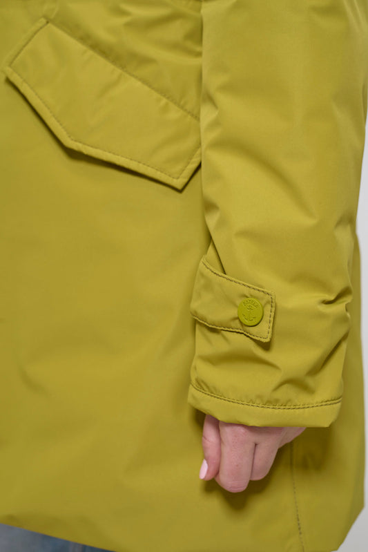 Waterproof coat with waist detail