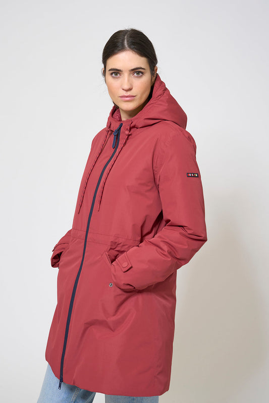 Waterproof coat with waist detail