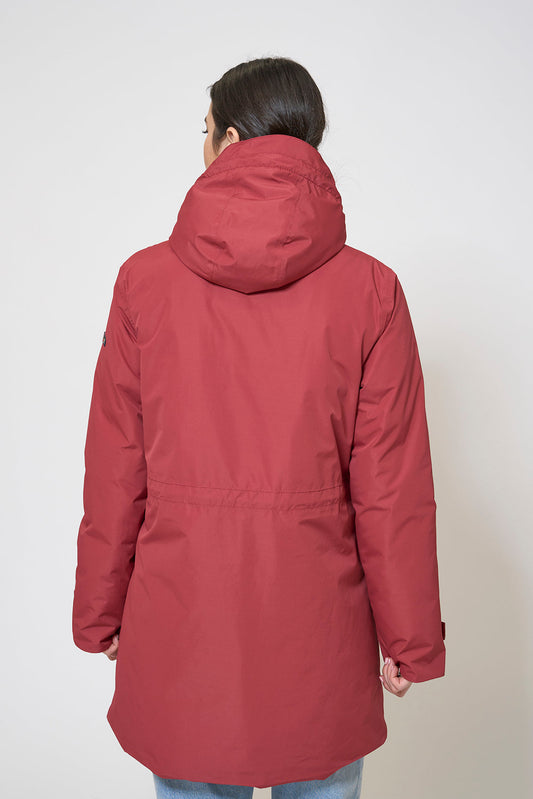 Waterproof coat with waist detail