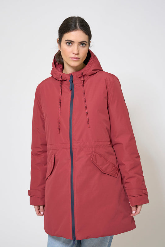 Waterproof coat with waist detail