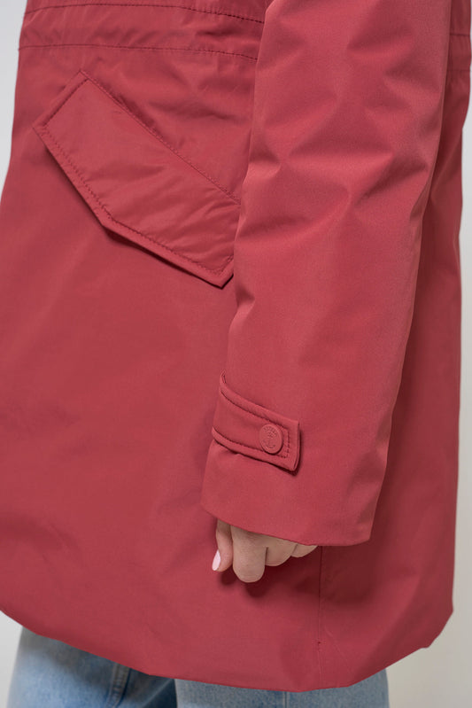 Waterproof coat with waist detail