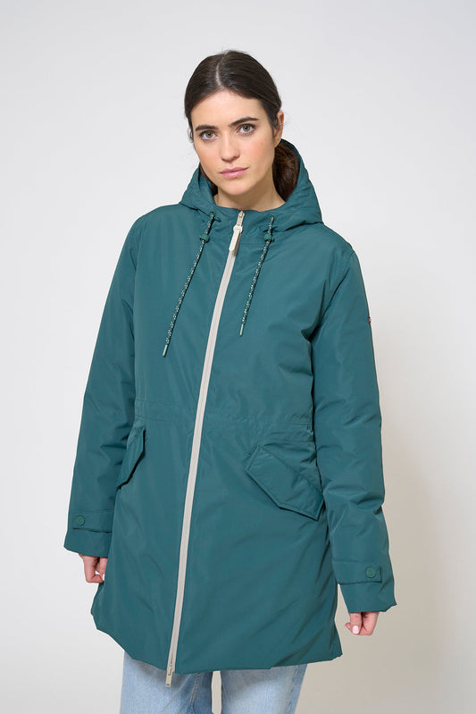 Waterproof coat with waist detail