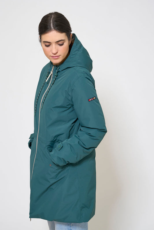Waterproof coat with waist detail