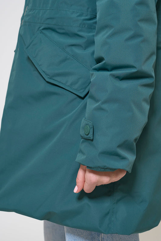 Waterproof coat with waist detail