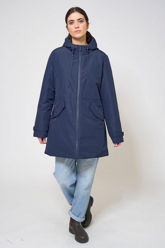 Waterproof coat with waist detail