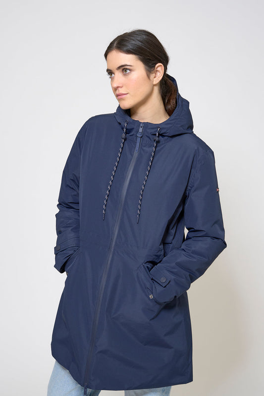 Waterproof coat with waist detail