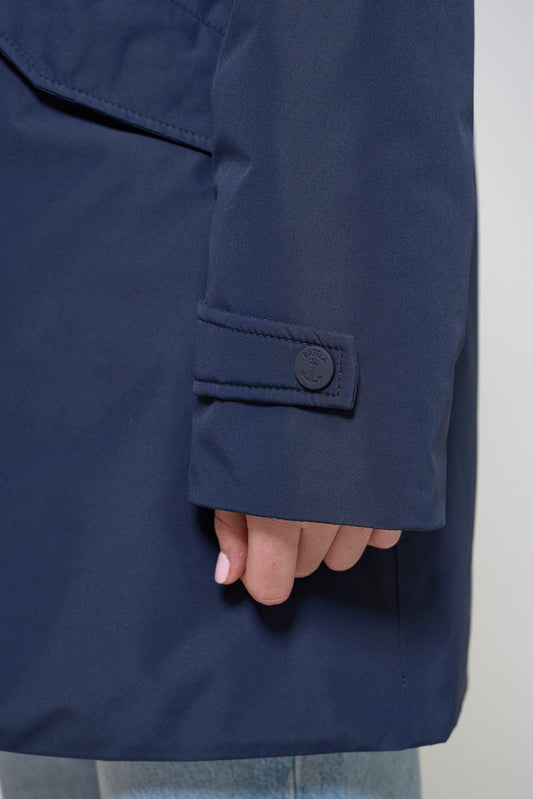 Waterproof coat with waist detail