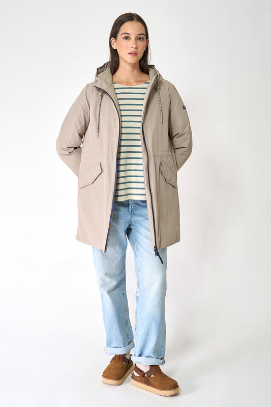 Waterproof coat with waist detail