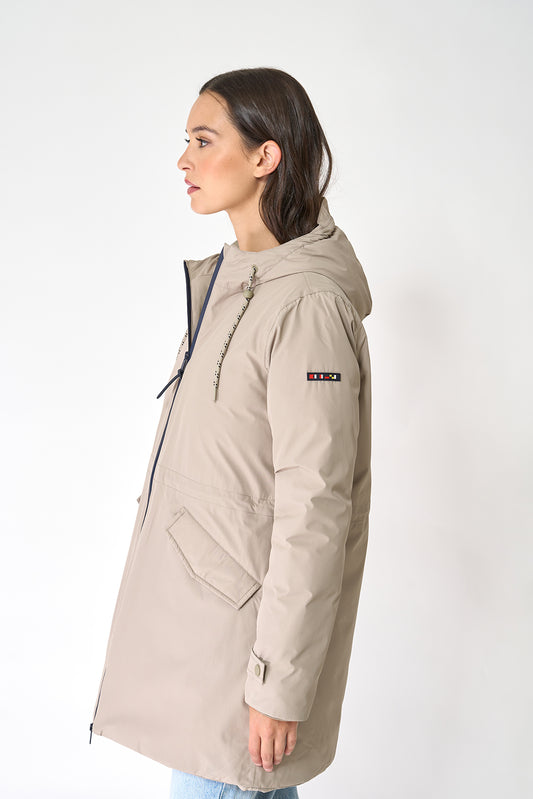 Waterproof coat with waist detail