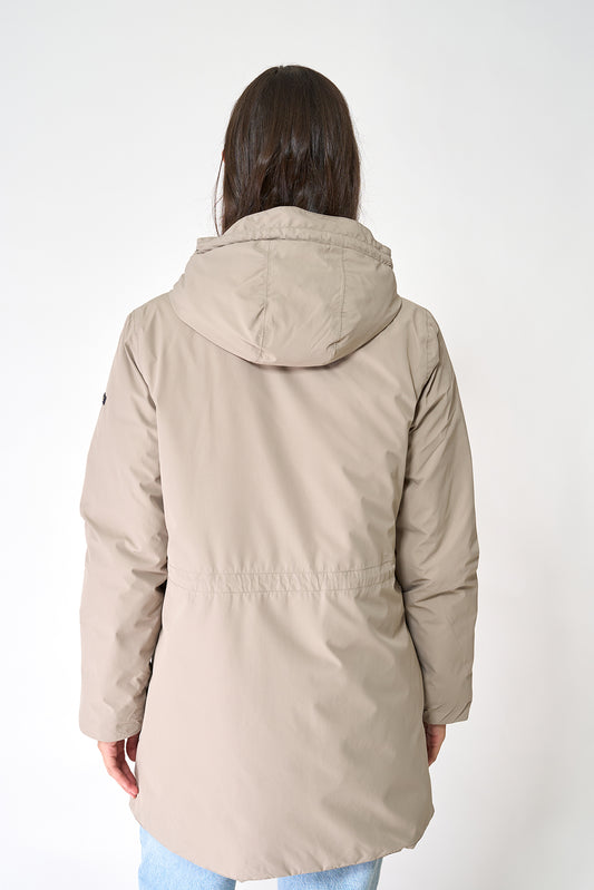 Waterproof coat with waist detail