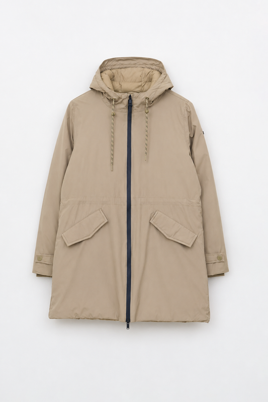 Waterproof coat with waist detail