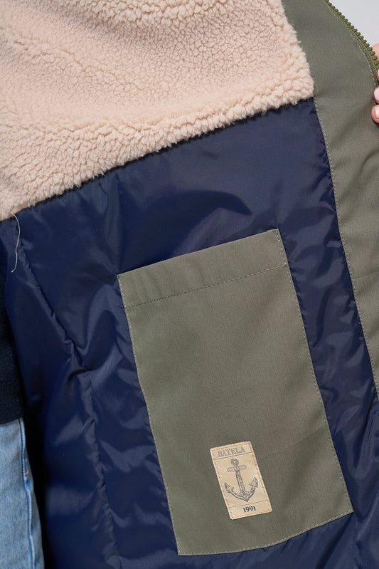 100% waterproof cotton, sherpa-lined coat