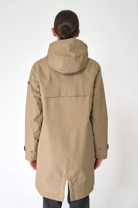 100% waterproof cotton, sherpa-lined coat
