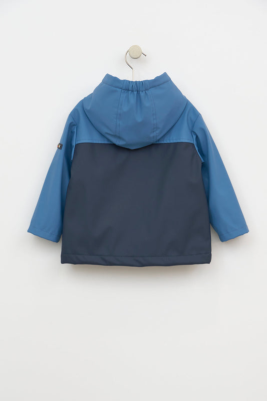 Two-tone baby raincoat with fleece lining