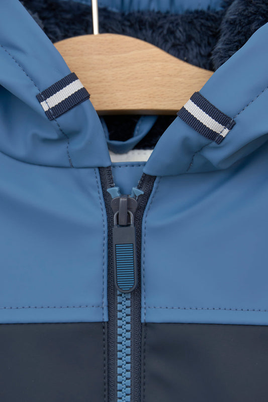 Two-tone baby raincoat with fleece lining