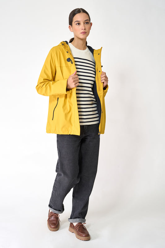 Short waterproof jacket with duffle-style detailing