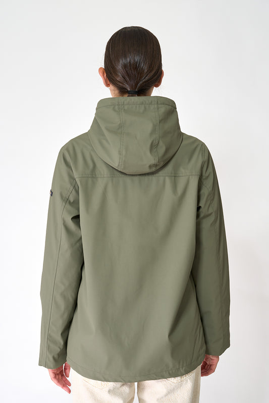 Short waterproof jacket with duffle-style detailing