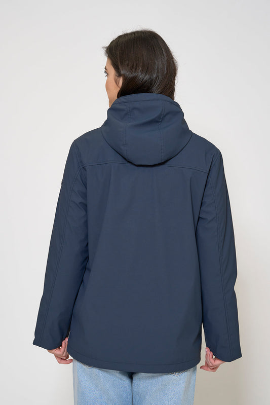 Short waterproof jacket with duffle-style detailing