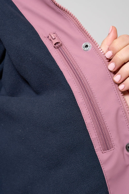 Short waterproof jacket with duffle-style detailing