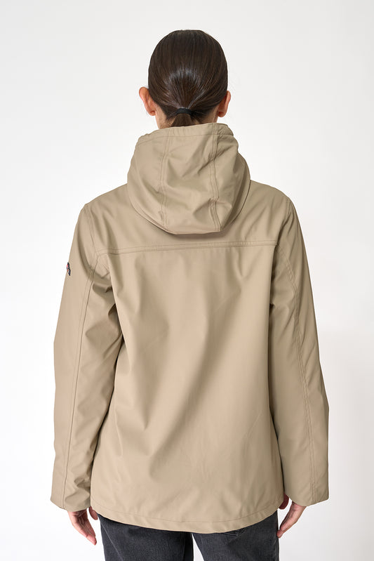 Short waterproof jacket with duffle-style detailing