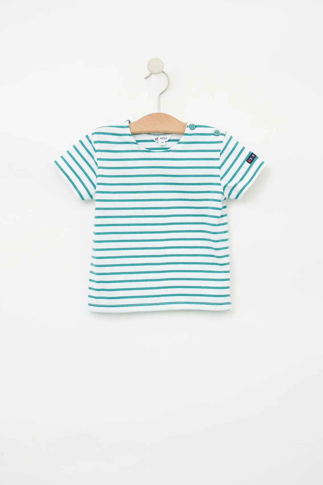 Baby cotton short-sleeved t-shirt with sailor stripes (OUTLET) SS25