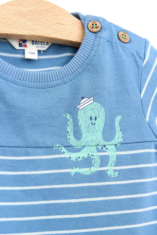 Baby T-shirt with octopus drawing
