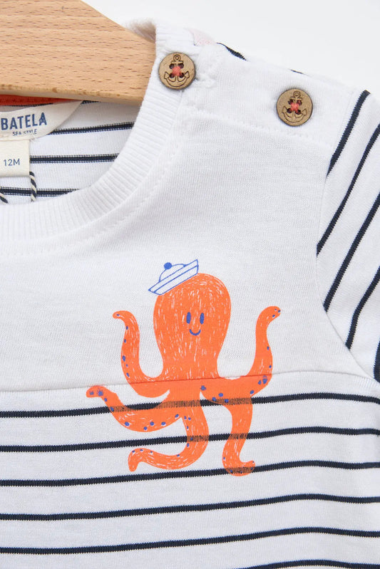 Baby T-shirt with octopus drawing