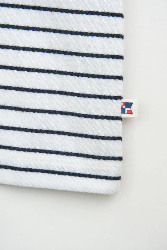 Short-sleeved T-shirt with fine stripes