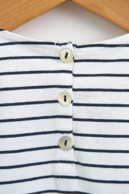 Short-sleeved T-shirt with fine stripes