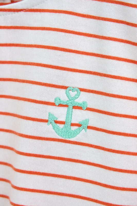 Camiseta de algodón con rayas finas manga japonesa