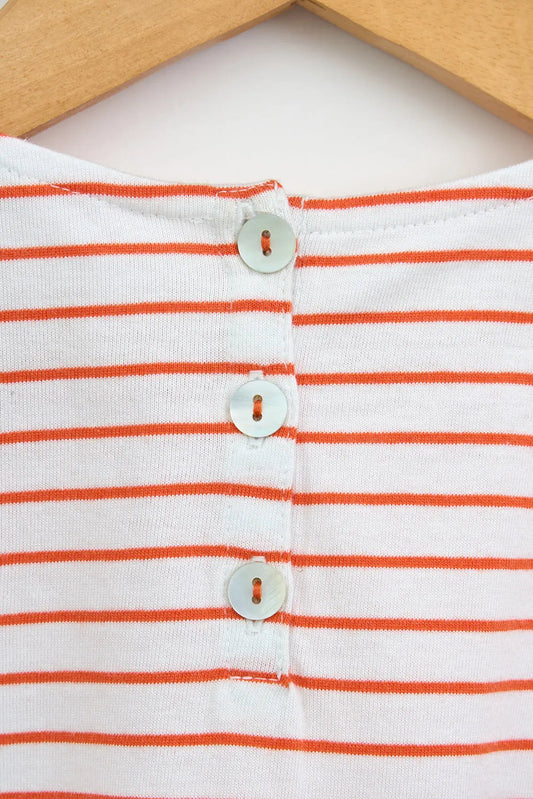 Camiseta de algodón con rayas finas manga japonesa