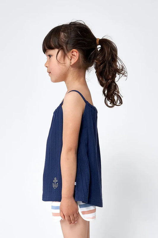 T-shirt sans manches en gaze pour fille 100% coton