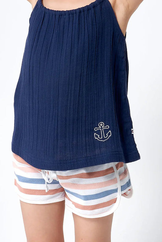 T-shirt sans manches en gaze pour fille 100% coton