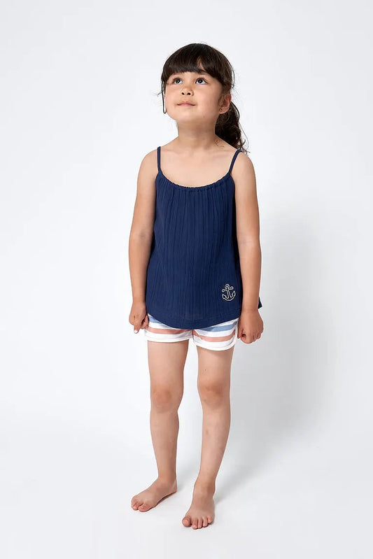 T-shirt sans manches en gaze pour fille 100% coton