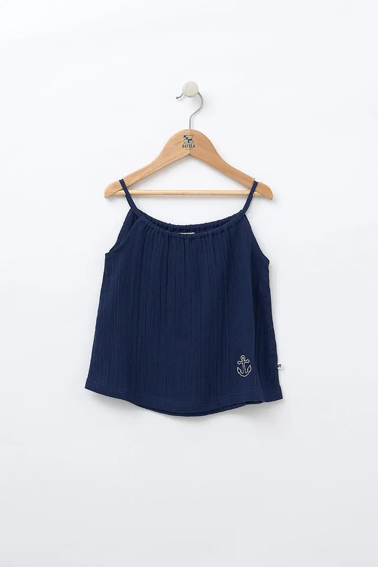 Girl's gauze sleeveless T-shirt 100% cotton