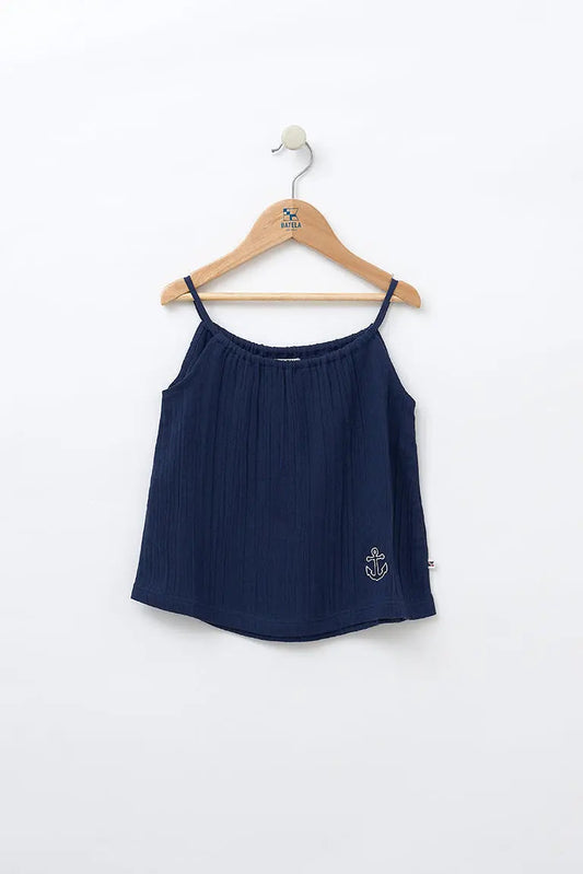 T-shirt sans manches en gaze pour fille 100% coton