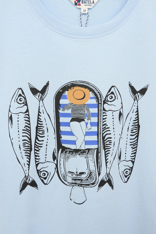 Sardinen serigrafia duen kamiseta