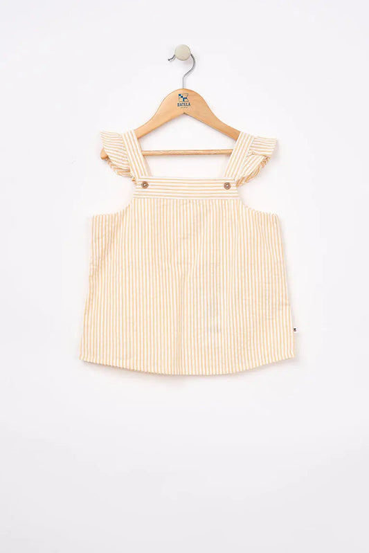 Seersucker striped sleeveless T-shirt 100% cotton