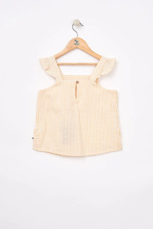 Seersucker striped sleeveless T-shirt 100% cotton
