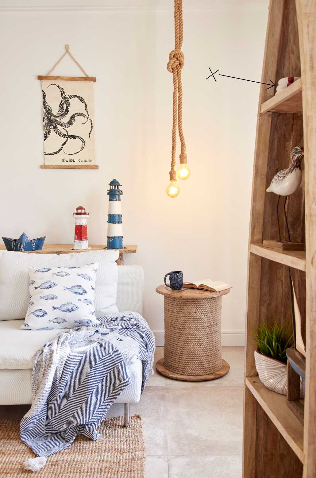 Set de 3 Portavelas con forma de salvavidas de madera