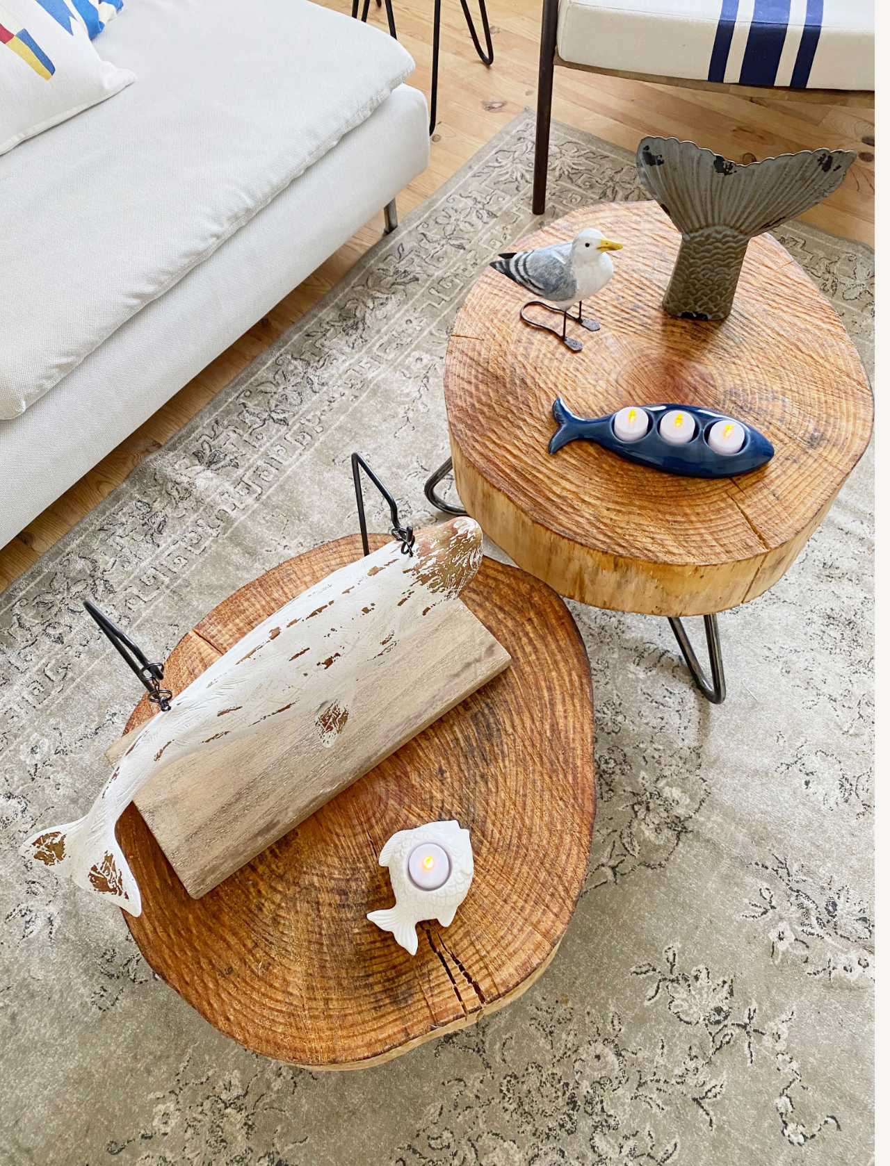 Set de 3 portavelas triple de cerámica con forma de pez