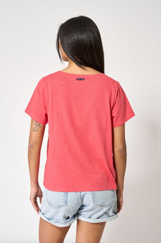 T-shirt flammé manches courtes et col en V