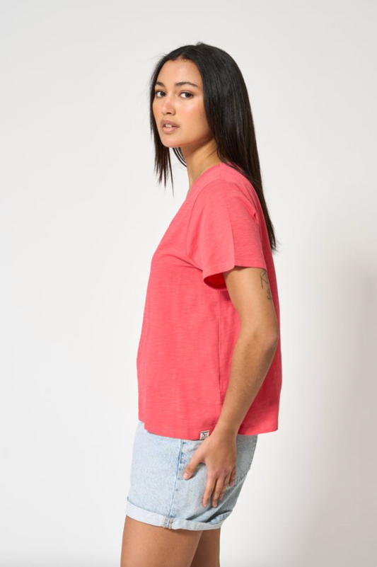 T-shirt flammé manches courtes et col en V