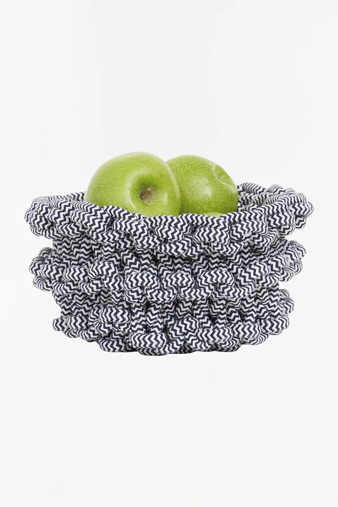 Cesta redonda de cuerda y cuero - D1171 - Batela