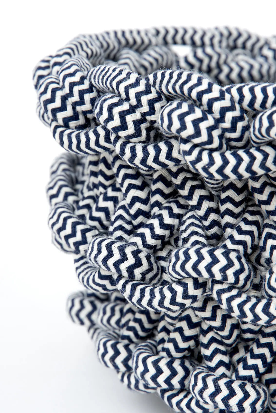 Cesta redonda de cuerda y cuero - D1171 - Batela